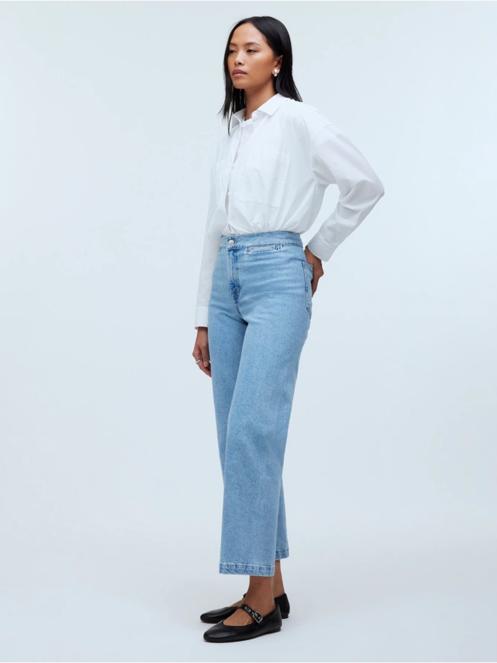 Madewell The Emmett Wide-Leg Crop Jean: Welt Pocket Edition Size 25 Kieran Wash - Picture 3 of 10
